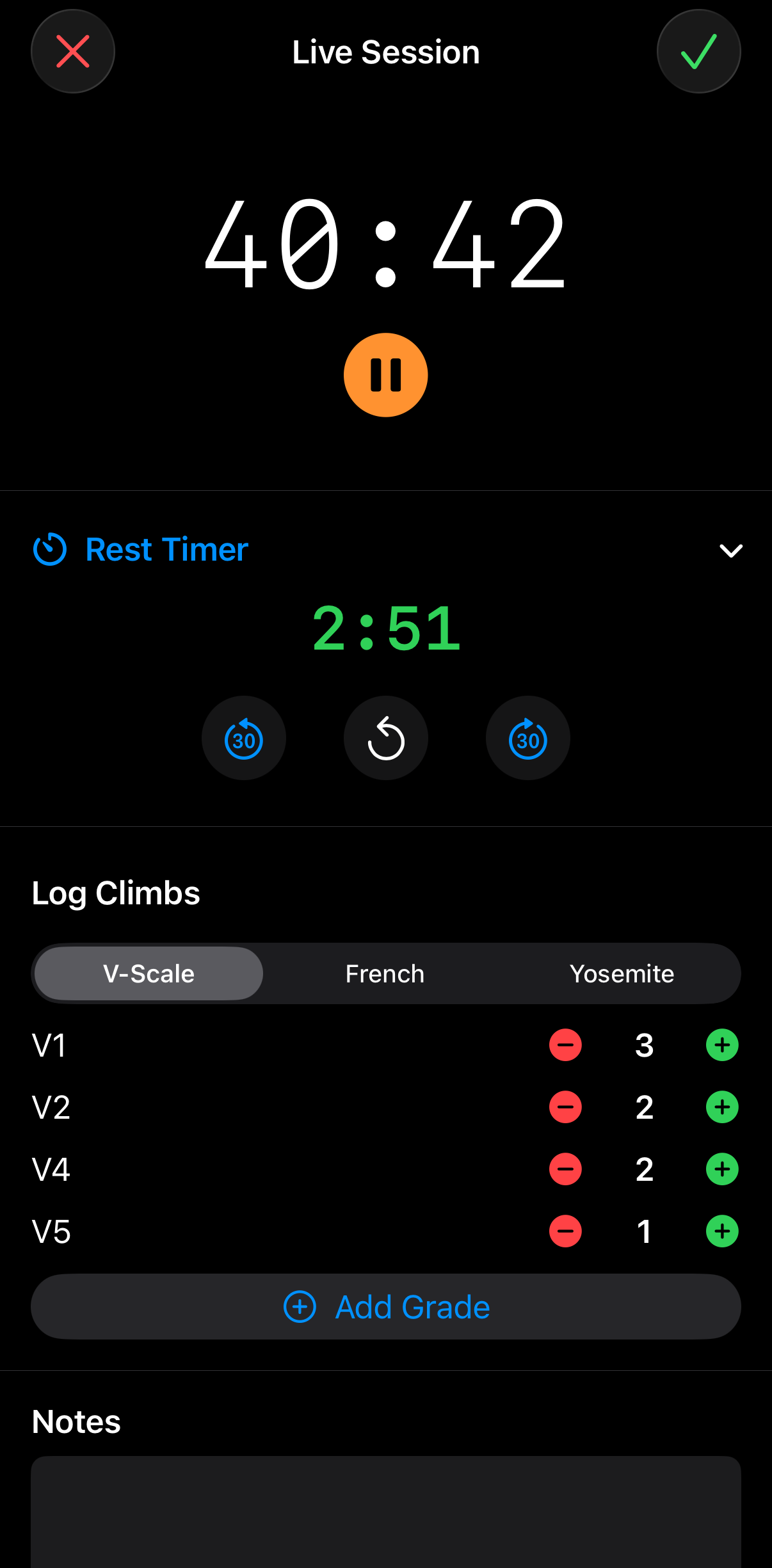 Rest timer running